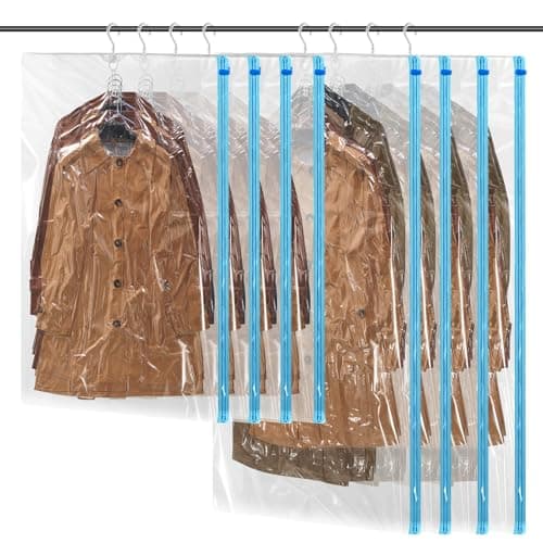 Hanging Closet Organizer Vacuum Seal Bags Multipurpose Moving Travel Bags Moisture-Proof and Durable for Clothing, Jackets, Suits, Dresses, Etc. (4 145x70cm+4 105x70cm)