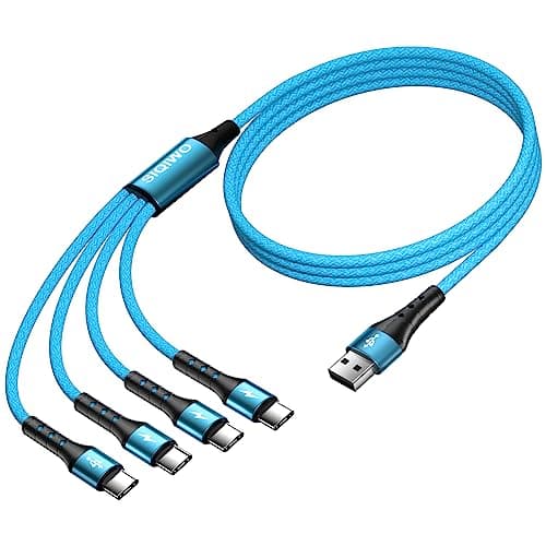 SIQIWO 4 in 1 USB C Charger Cable, 3A Fast Charging Type C Cord 1.2M Blue