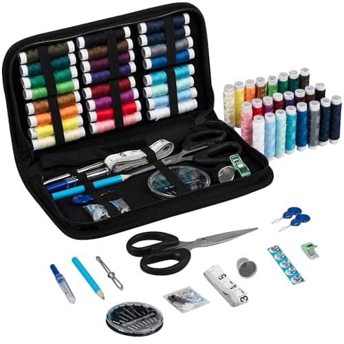Trimits Essentials Sewing Kit - Travel Case Sewing Supplies for Adults, Beginners, DIY, Home, Emergency, Button Repair & Clothing Fixes w/Thread Needles Scissors Tape Buttons - 23.5 x 13 x 3.5cm