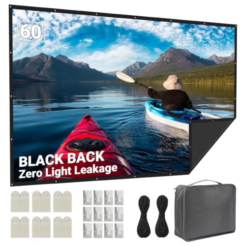 LEORFI 60 Inch Projector Screen with Black Backing, Portable Movie Screen