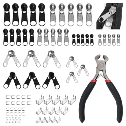 85 Pieces Zip Repair Kit, 3 Sizes 2 Color Universal Zipper Repair Kit