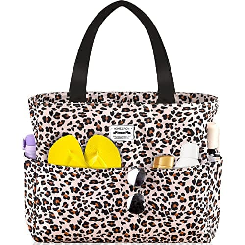 HOMESPON Large Waterproof Beach Bag for Women, Zippered Pool Tote