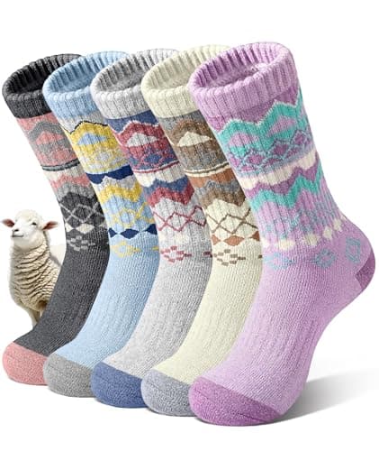 SIMIYA 5 Pairs Warm Socks Women Breathable Merino Wool Sock