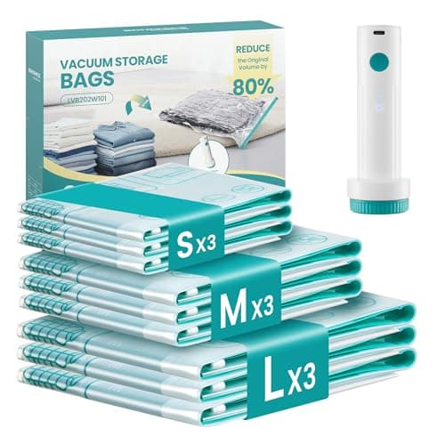 SONGMICS 9 Pack Vacuum Storage Bags, Electric Pump, 3S/3M/3L
