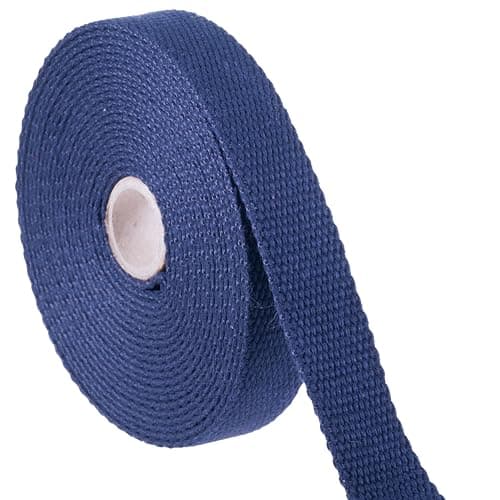 Shelver Heavy Duty Cotton Webbing Strap, 1 or 1.5 Inches and Colours, 5m (Navy, 25mm)