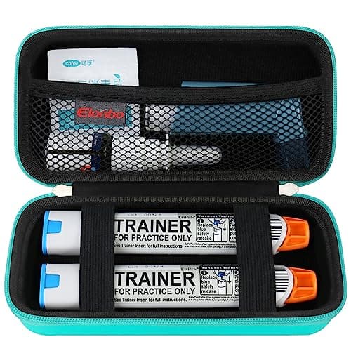 Elonbo EpiPen Carrying Case, Travel Medicine Kit for 2 Epi Pens, Turquoise