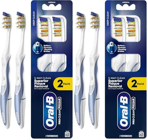 ORAL-B PRO-Clean Pulsar Battery-Powered Toothbrush – Superior 5-Way Plaque Removal – Medium Bristles, 2X (Pack of 2)