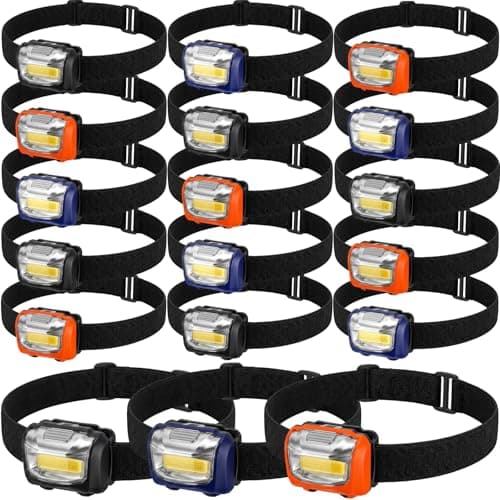 Macarrie 30 Pack LED Headlamps Bulk, Ipx4 Waterproof 3 Modes, Orange