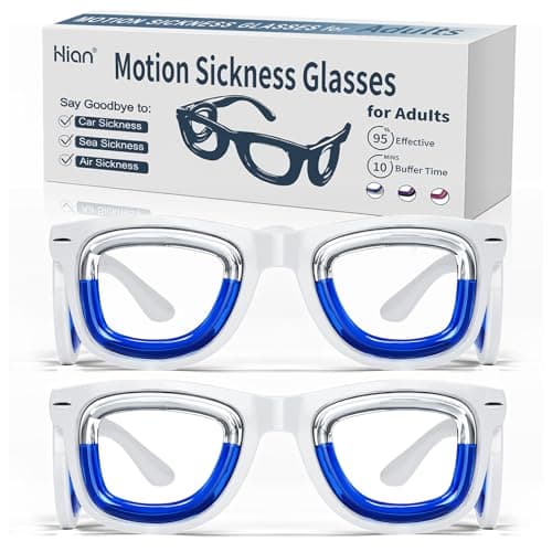 Hion 2 Pairs Adult Anti- Motion Sickness Smart Glasses, Ultra-Light Portable Nausea Relief Liquid Glasses, Carsickness Airsickness Seasickness Glasses, Travel/Cruise Essentials