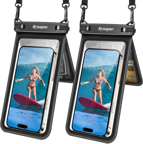 Rynapac Double Space IPX8 Waterproof Phone Pouch-2 Pack Dry Bag Up to 7.5"