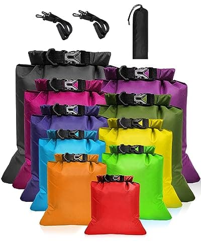 Victoper Waterproof Dry Bag Set 10 Pcs, Large Capacity Ripstop Dry Bag Waterproof in 8L 5L 3.5L 3L 2.5L 1.5L Organizer Storage Bags for Outdoor Hiking Camping Fishing Cycling (Multicolor)