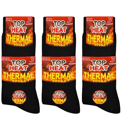 HiFEN® 3 Pairs Multipack Mens Extra Thick Warm Thermal Socks Black Heated Boot Socks