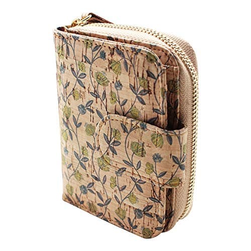 Boshiho Vegan Cork Wallet: Women's Purse Zipper Pocket Wallet with Card Holder Coin Purse Vegan Gift for Vegetarians Women Ladies Girls