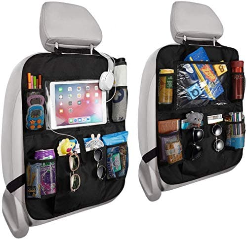 Rightwell Car Seat Organiser 2 Pcs Back Seat Protector for Kids, Car Organiser Back Seat for up to 10" iPad, Kids Back Seat Organiser with 5 Pockets to Storage Toys, Books, Drinks