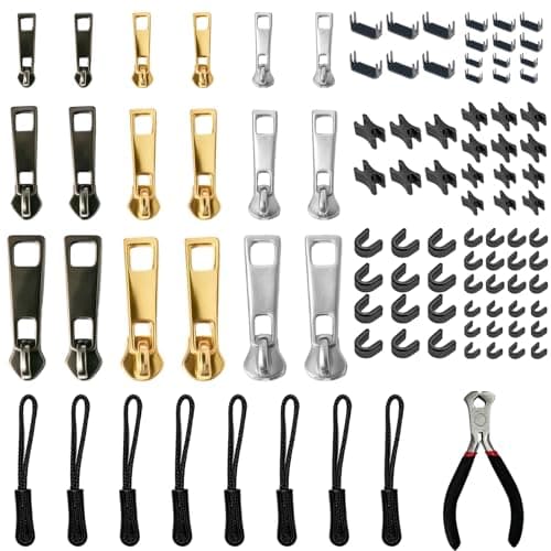 Zip Repair Kit (99-piece), Universal Zipper Pull Replacement (#3/5/8)