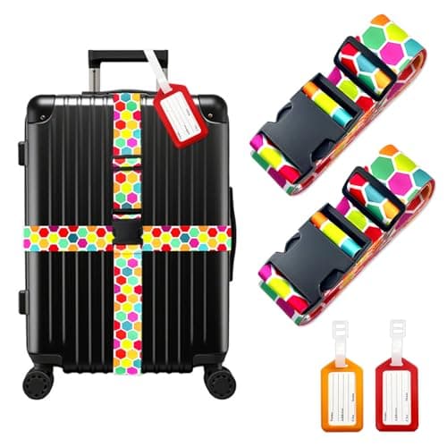 Gobiufy 2PCS Luggage Straps & 2PCS Luggage Tags for Tavel Suitcase Set
