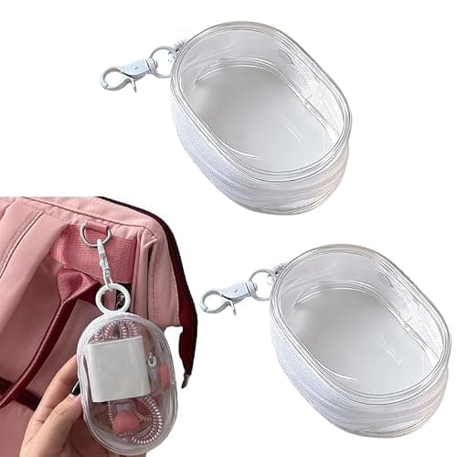 Supvox® 2Pcs PVC Transparent Storage Bag for Data Cables, Chargers, Earphones Waterproof Travel Organizer Pouch with Quick Release Buckle, Compact 10.5x6.5x3.6cm, Durable Multipurpose Use