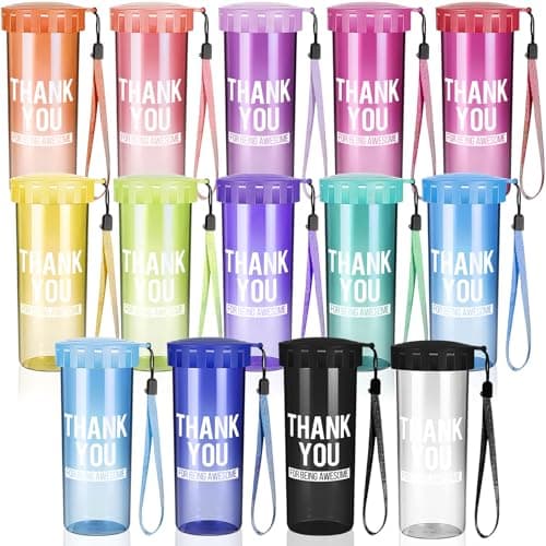 14 Pack Reusable Thank You Water Bottles, 430 ml Plastic Drinking Cups
