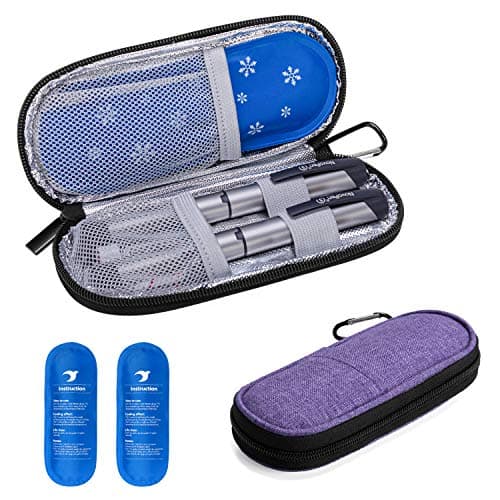 Yarwo Insulin Cooler Travel Case, Diabetic Case with 2 Ice Packs, Purple