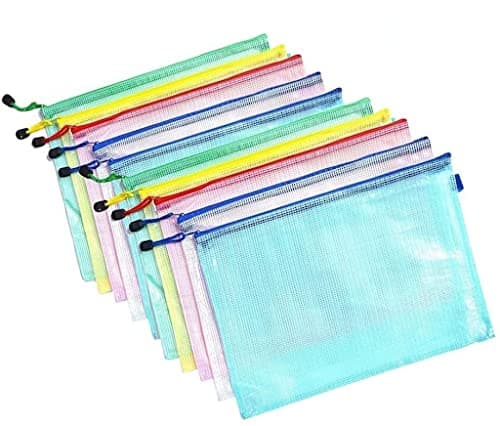 20 Pack A4 Zip Mesh File Document Filing Folder Wallet Bag Bulk, Waterproof Office School Plastic Files Storage Holder Case, Transparent Travel Organizer Pouch Bags with Zipper