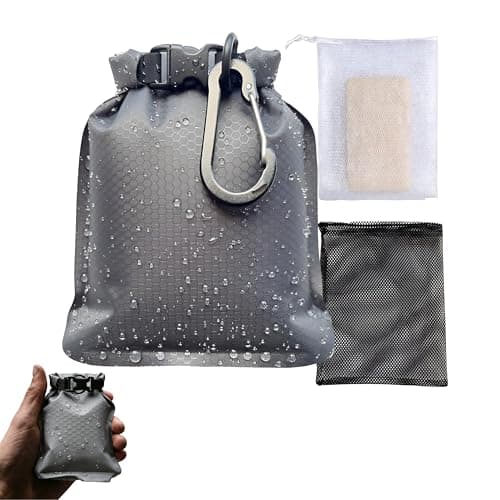 Travel Soap Bag, Leakproof & Breathable Soap Case for Bar Soap, Waterproof Portable Soap Pouch with Quick-Dry Mesh Bags & Carabiner, Ideal for Gym, Camping, Travel and Outdoor Activities - Grey