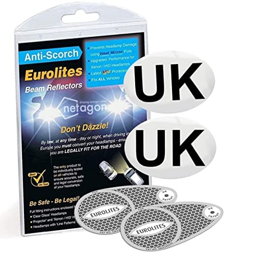 Netagon Eurolites Headlamp Beam Deflectors Adaptors Converters Magnetic UK Plate for Driving in Europe - Requirement for Cars Travelling in EU (Eurolites Beam Deflectors with 2 Magnetic UK Plates)