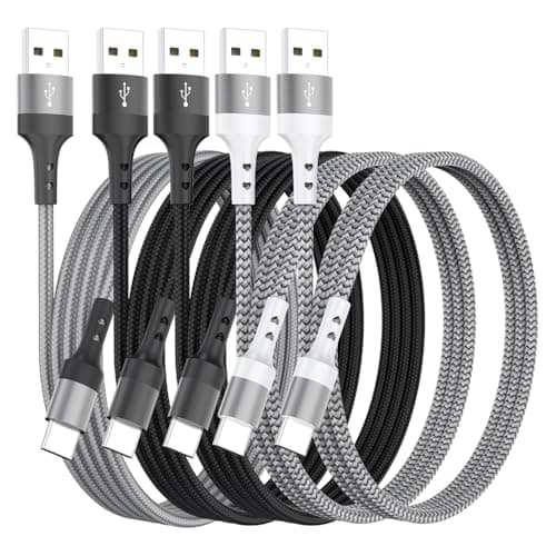 HKYUSHINE 5-Pack USB C Charger Cable, 3.1AMulti-Length USB A to USB C Charging Cable,Type C Fast Charger Compatible with Samsung Galaxy Note, Google Pixel, LG, OnePlus, Moto G (3/3/6/6/10ft)