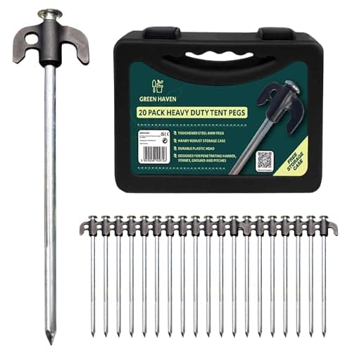 Green Haven Tent Pegs 20 Pack | Galvanised Metal Heavy Duty Ground Stakes