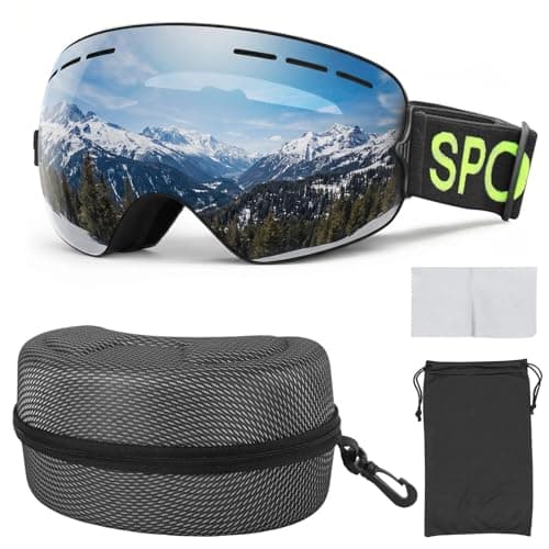 Eulihent Ski Goggles Unisex Ski Goggles Men Women Anti-fog Snowboard Goggles Ski Goggles for Glasses Wearers Ski Goggles Rimless Ski Goggles Spherical Mirrored