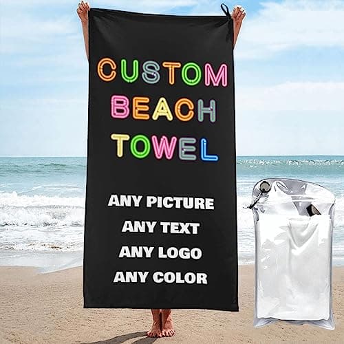 XIAYUEHUA Custom Beach Towel Personalized Beach Blanket with Image Text Logo Microfiber Beach Towels Quick Dry Towel for Travel Beach Pool Bath (Ultra-thin Model)