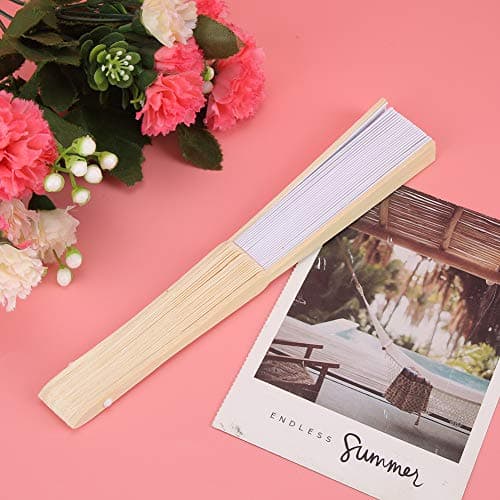 HELEVIA Folding Hand Fan, 5 Pack, 8.3 Inch Compact (White)