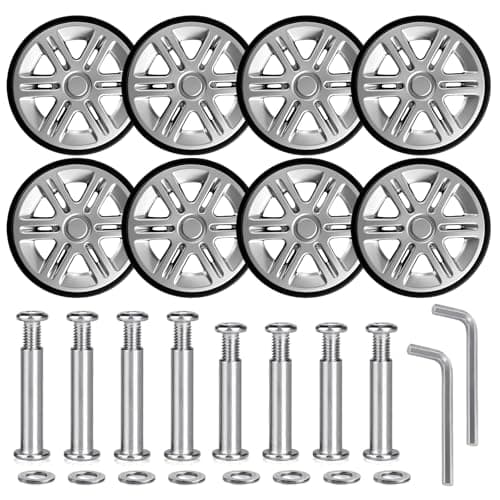 8 Pack 60mm Luggage Wheels Replacement Kit for Suitcase Caster Repair, Silver-8Pcs, Suitcase & Luggage
