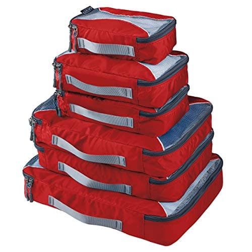 G4Free 4pcs/6pcs/7pcs Packing Cubes Suitcase Organiser Packing Bags Luggage Organiser Value Set for Travel Home Storage ((1S+2M+2L+1XL)-6PC, Red)