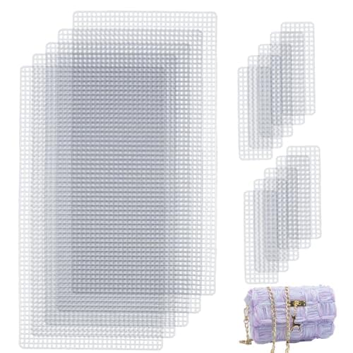 5 Sets Plastic Mesh Canvas Sheets for Crochet Bags – 15-Piece DIY Craft Kit Includes Large & Small White Plastic Grid Sheets for Handbags, Embroidery, Cross Stitch & Craft Projects