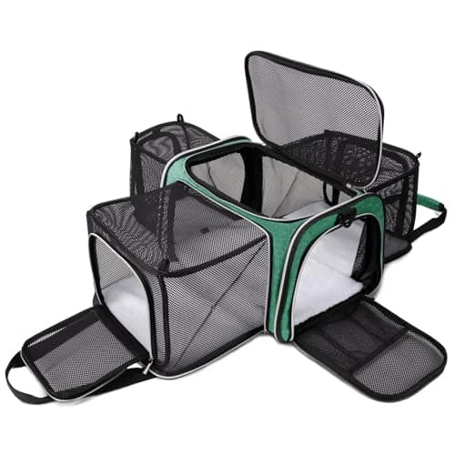 BAGLHER Cat Carrier Bag, Airline Approved Pet Carrier Soft Side Pet Travel 5 Sides Open Doors 3 Sides Expandable Foldable Dog Carrier with Fleece Pad