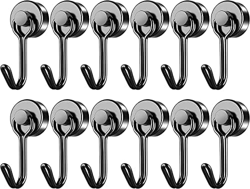 FINDMAG 12 Pack 16kg+ Magnetic Swing Hooks for Cruise, Black