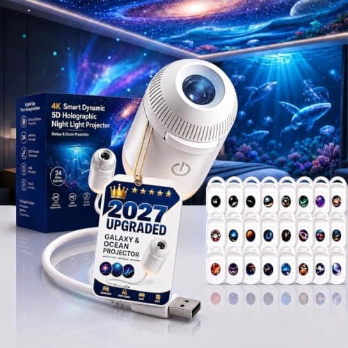 Ocean Projector, Galaxy Projector Night Light, 2026 New HD 5D Holographic Night Light Projectors, 360° Adjustable, LED Projection Lamp for Bedroom