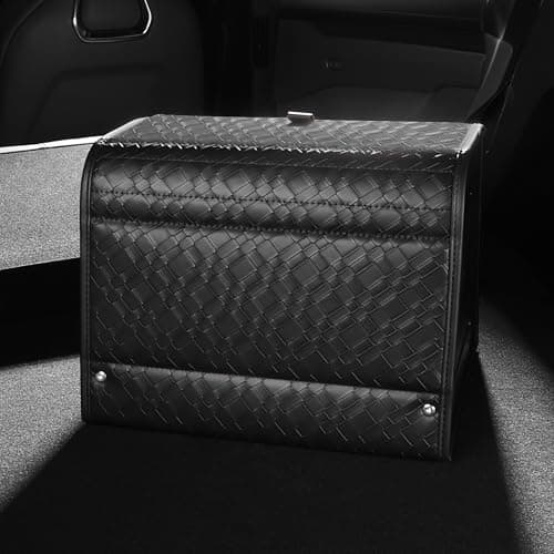 POKSRI Car boot organiser,storage organizers,lid Box,PU Leather & PP Honeycomb Board,Fixed with screws extremely sturdy,Collapsible and Adjustable,15''L x 13''W x 12.4''H,2K inches³(size B)