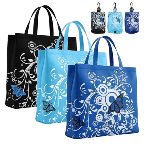 Merzio 3 Pcs Foldable Shopping Bags Reusable Grocery Tote Bags