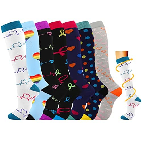 Losvcbcx (2/4/6/7 Pairs Compression Socks for Women & Men 15-20 mmHg is Best Athletic & Medical for Running Flight Travel Nurses