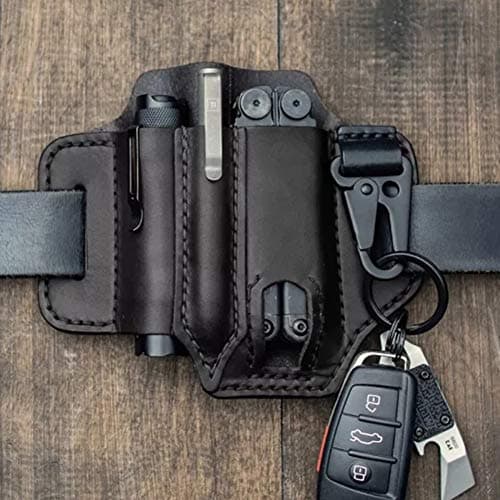 Uposao EDC Leather Sheath Multitool Leather Sheath Organizer with Key