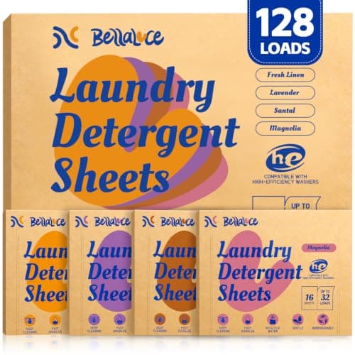 BellaLuce Laundry Detergent Sheets, 4 Scents, 128 Loads