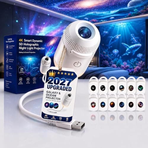Ocean Projector, Galaxy Projector Night Light, 2026 New HD 5D Holographic Night Light Projectors, 360° Adjustable, LED Projection Lamp for Bedroom
