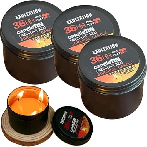 Long-Burning Emergency Candle,3 Wicks,Camping Candles Survival, Long Lasting Disaster Candle,36-Hour Survival Kit in Tin Box for Blackouts, Winter Storms, Hunting, and Camping