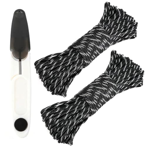 24M Black Paracord 4mm with U-Shaped Scissors for Camping