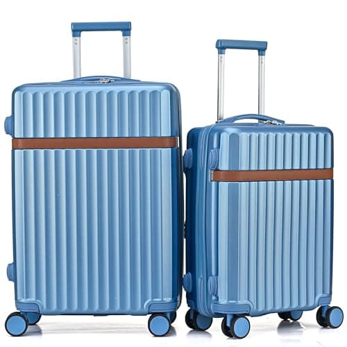 CMY Suitcase Luggage Set | Lightweight Hard Shell Suitcases | 4 Silent Dual Spinner Wheels | 3 Digit Combination Lock | Aluminium Telescopic Handle | 2 Pcs Sets (Sky Blue, Cabin 20" + Large 28")