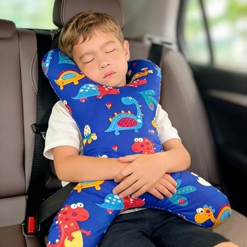 XINGYAOGJ X-Shaped Car Seat Pillow Head Neck Support Travel Pillow for Kid Adult Soft Comfortable Car Sleeping Headrest Cushion Adjustable Seat Belt Travel Cushion for Long Journey Airplane