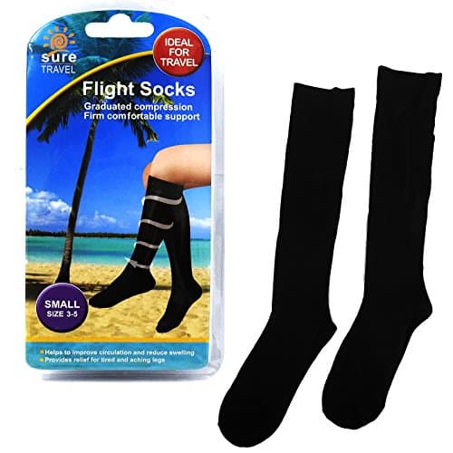 Sure Travel Unisex Mens Womens Compression Comfort Fit Flight Socks - Size Small (UK 3-5)