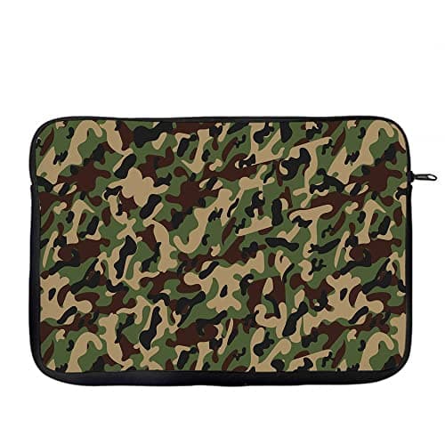 Green Camouflage Camo army themed Birthday,Secret Santa, Stocking Filler,Christmas Laptop Sleeve, Laptop Organiser, Laptop Case Office use. (14")