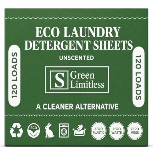 Green Limitless Eco Laundry Detergent 120 Sheets (Loads) Unscented. All the benefits of a liquid detergent, washing powder, or washing pods without any of the drawbacks.
